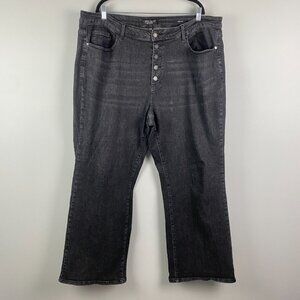 Judy Blue Wide Leg Jeans Women Plus Size 24W Black Wash Button Fly